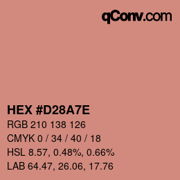 カラーコード: HEX #D28A7E | qconv.com