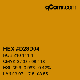 颜色代码: HEX #D28D04 | qconv.com