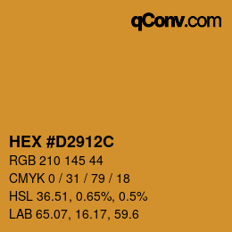 颜色代码: HEX #D2912C | qconv.com