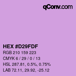 Color code: HEX #D29FDF | qconv.com
