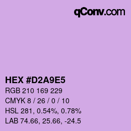 颜色代码: HEX #D2A9E5 | qconv.com