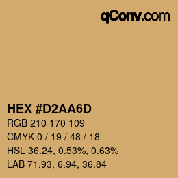 Color code: HEX #D2AA6D | qconv.com