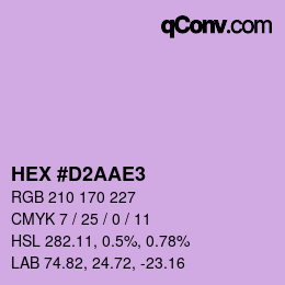 颜色代码: HEX #D2AAE3 | qconv.com