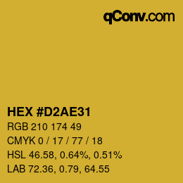 Color code: HEX #D2AE31 | qconv.com