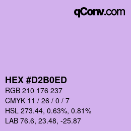 Color code: HEX #D2B0ED | qconv.com