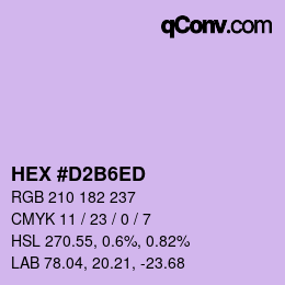 カラーコード: HEX #D2B6ED | qconv.com