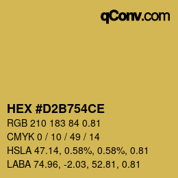 Farbcode: HEX #D2B754CE | qconv.com