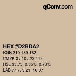 カラーコード: HEX #D2BDA2 | qconv.com