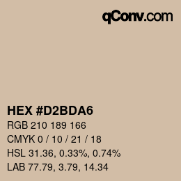 カラーコード: HEX #D2BDA6 | qconv.com