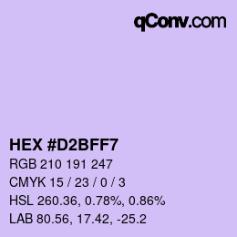 Color code: HEX #D2BFF7 | qconv.com