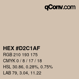 Color code: HEX #D2C1AF | qconv.com