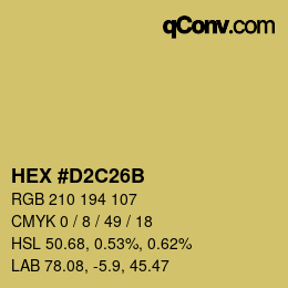 颜色代码: HEX #D2C26B | qconv.com