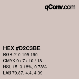 カラーコード: HEX #D2C3BE | qconv.com