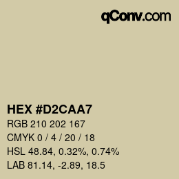 Color code: HEX #D2CAA7 | qconv.com