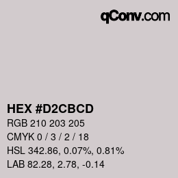 カラーコード: HEX #D2CBCD | qconv.com