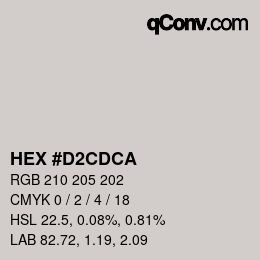 カラーコード: HEX #D2CDCA | qconv.com