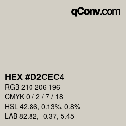 カラーコード: HEX #D2CEC4 | qconv.com