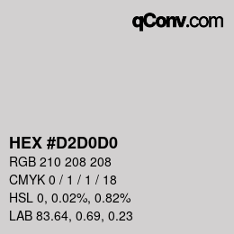 カラーコード: HEX #D2D0D0 | qconv.com