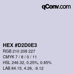 Código de color: HEX #D2D0E3 | qconv.com
