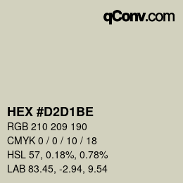 颜色代码: HEX #D2D1BE | qconv.com