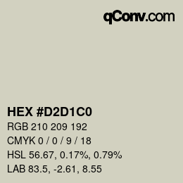 カラーコード: HEX #D2D1C0 | qconv.com