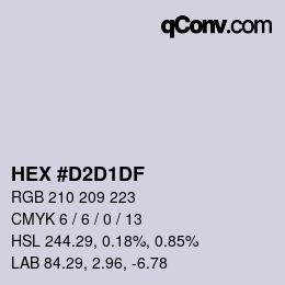 Color code: HEX #D2D1DF | qconv.com