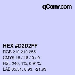 Farbcode: HEX #D2D2FF | qconv.com