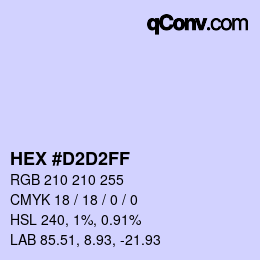 カラーコード: HEX #D2D2FF | qconv.com