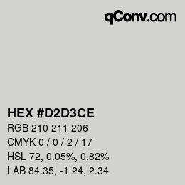 Color code: HEX #D2D3CE | qconv.com