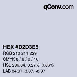 Color code: HEX #D2D3E5 | qconv.com