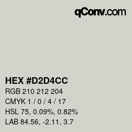 Color code: HEX #D2D4CC | qconv.com