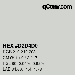 カラーコード: HEX #D2D4D0 | qconv.com