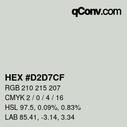 Color code: HEX #D2D7CF | qconv.com