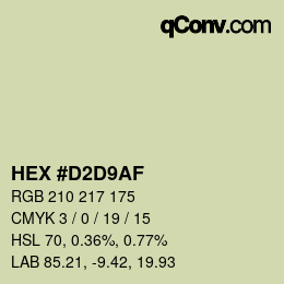 Color code: HEX #D2D9AF | qconv.com