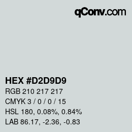 Farbcode: HEX #D2D9D9 | qconv.com