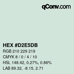 Color code: HEX #D2E5DB | qconv.com