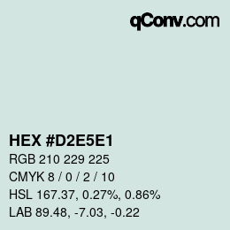 Color code: HEX #D2E5E1 | qconv.com