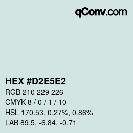 Código de color: HEX #D2E5E2 | qconv.com
