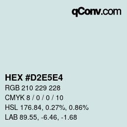 カラーコード: HEX #D2E5E4 | qconv.com