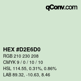 カラーコード: HEX #D2E6D0 | qconv.com