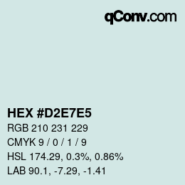 Color code: HEX #D2E7E5 | qconv.com