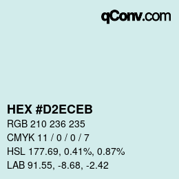 カラーコード: HEX #D2ECEB | qconv.com