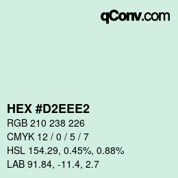 Color code: HEX #D2EEE2 | qconv.com