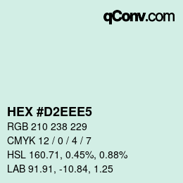 Código de color: HEX #D2EEE5 | qconv.com