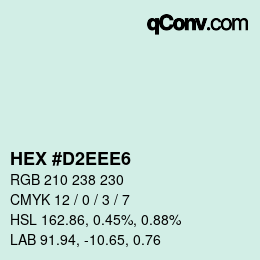 Color code: HEX #D2EEE6 | qconv.com