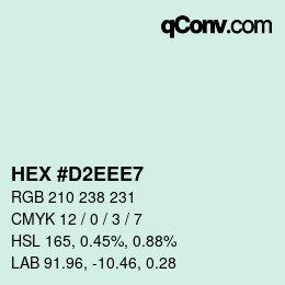 Color code: HEX #D2EEE7 | qconv.com