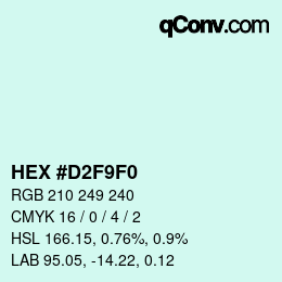 Color code: HEX #D2F9F0 | qconv.com