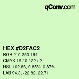 Código de color: HEX #D2FAC2 | qconv.com