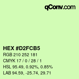 カラーコード: HEX #D2FCB5 | qconv.com