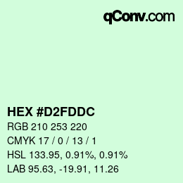 Color code: HEX #D2FDDC | qconv.com
